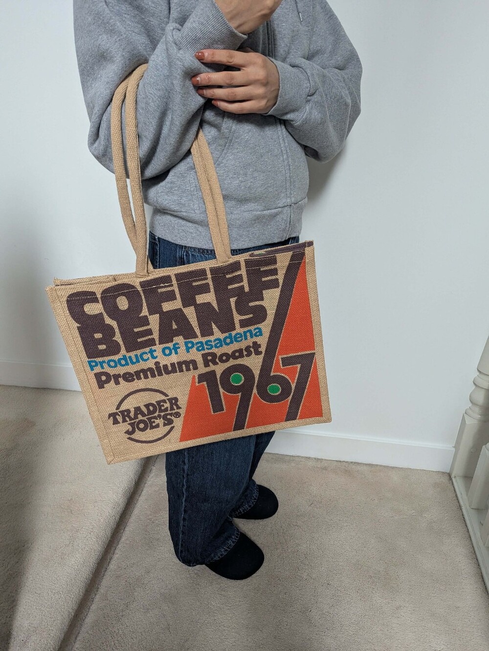 NEW Trader Joe's Coffee Jute Tote Bag - Picture 4 of 6